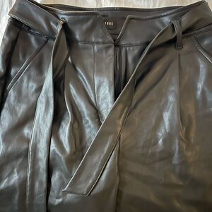 Black Straight Leg Faux Leather Pants